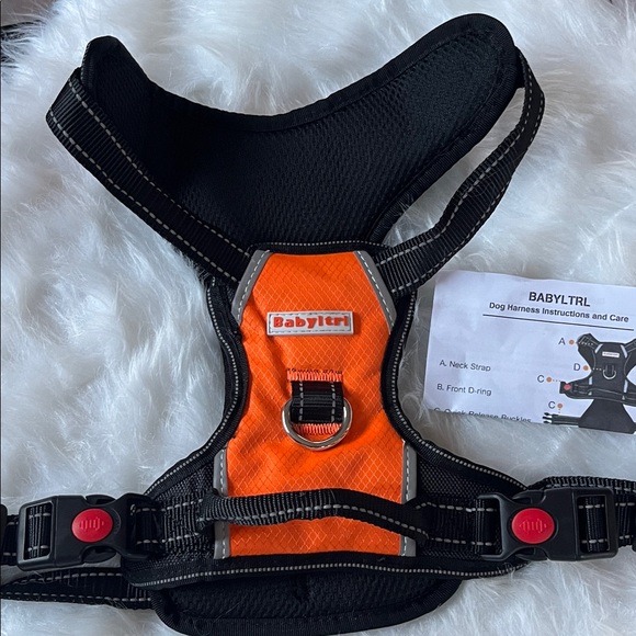 BABYLTRL Other - NWT Orange and Black Dog Harness adjustable straps with safely lock Large